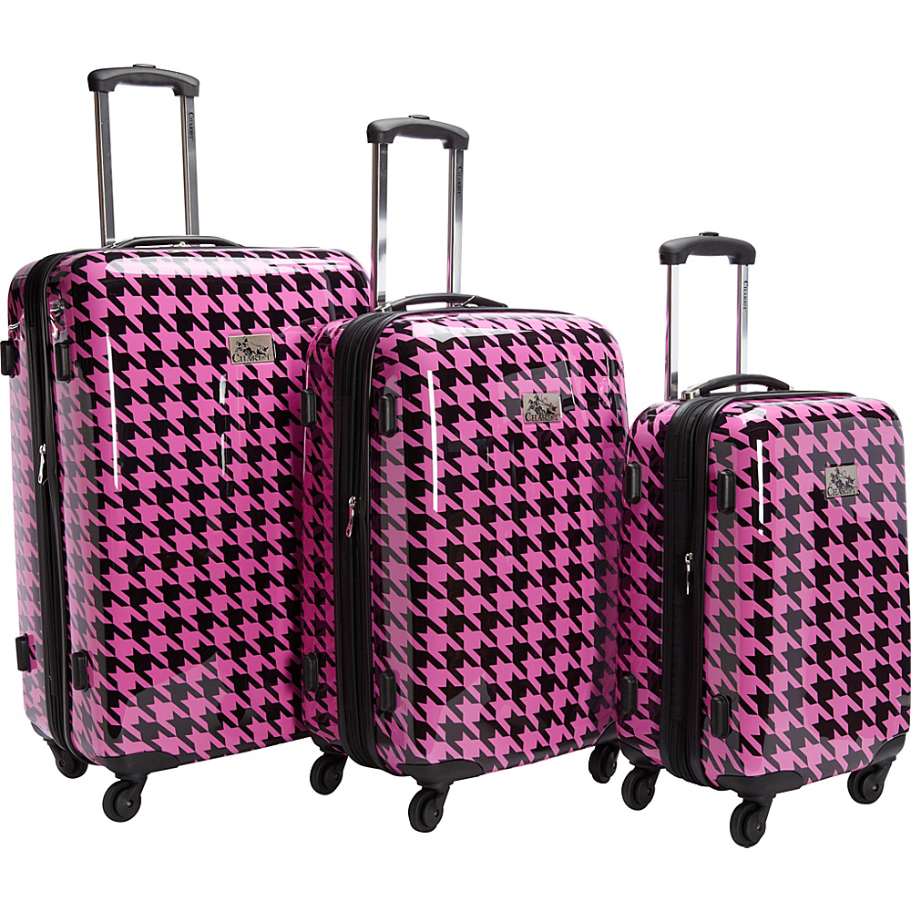 Chariot Luggage 3Pc Spinner Set Fuchsia Black Chariot Luggage Sets