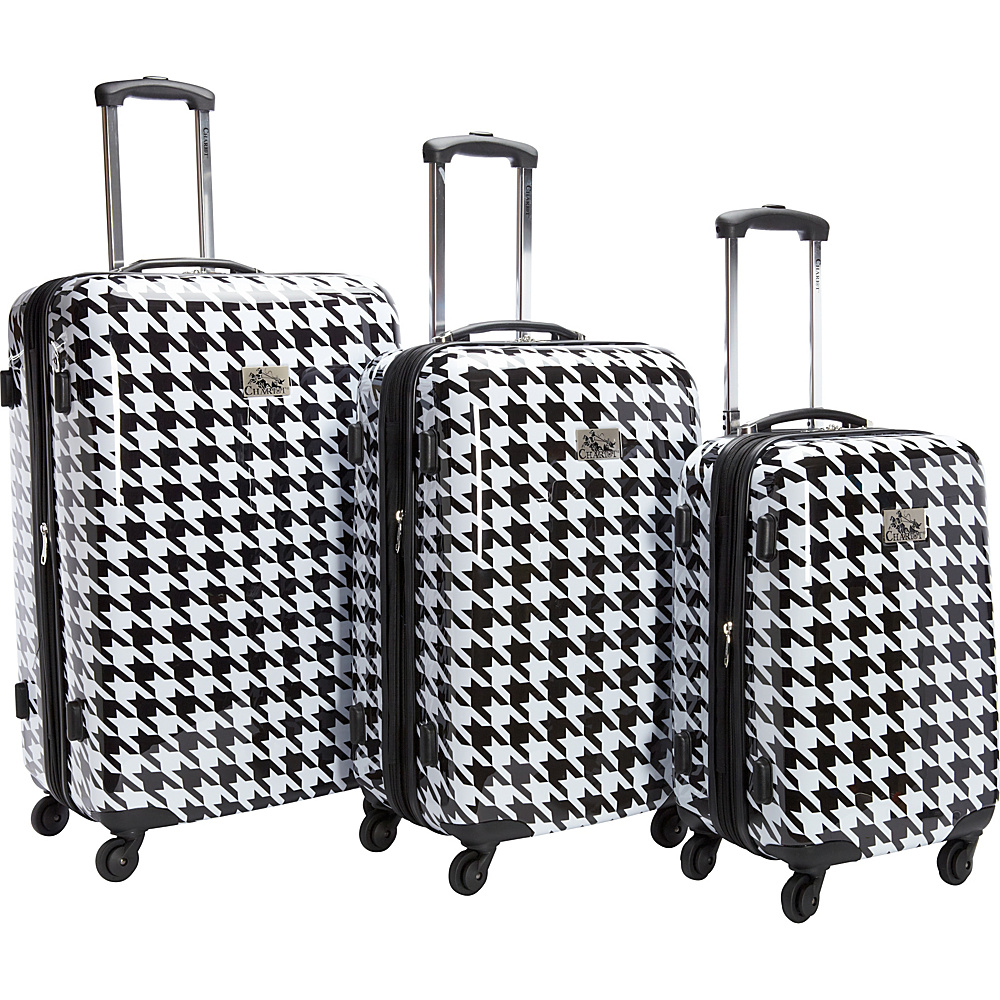 Chariot Luggage 3Pc Spinner Set White Black Chariot Luggage Sets