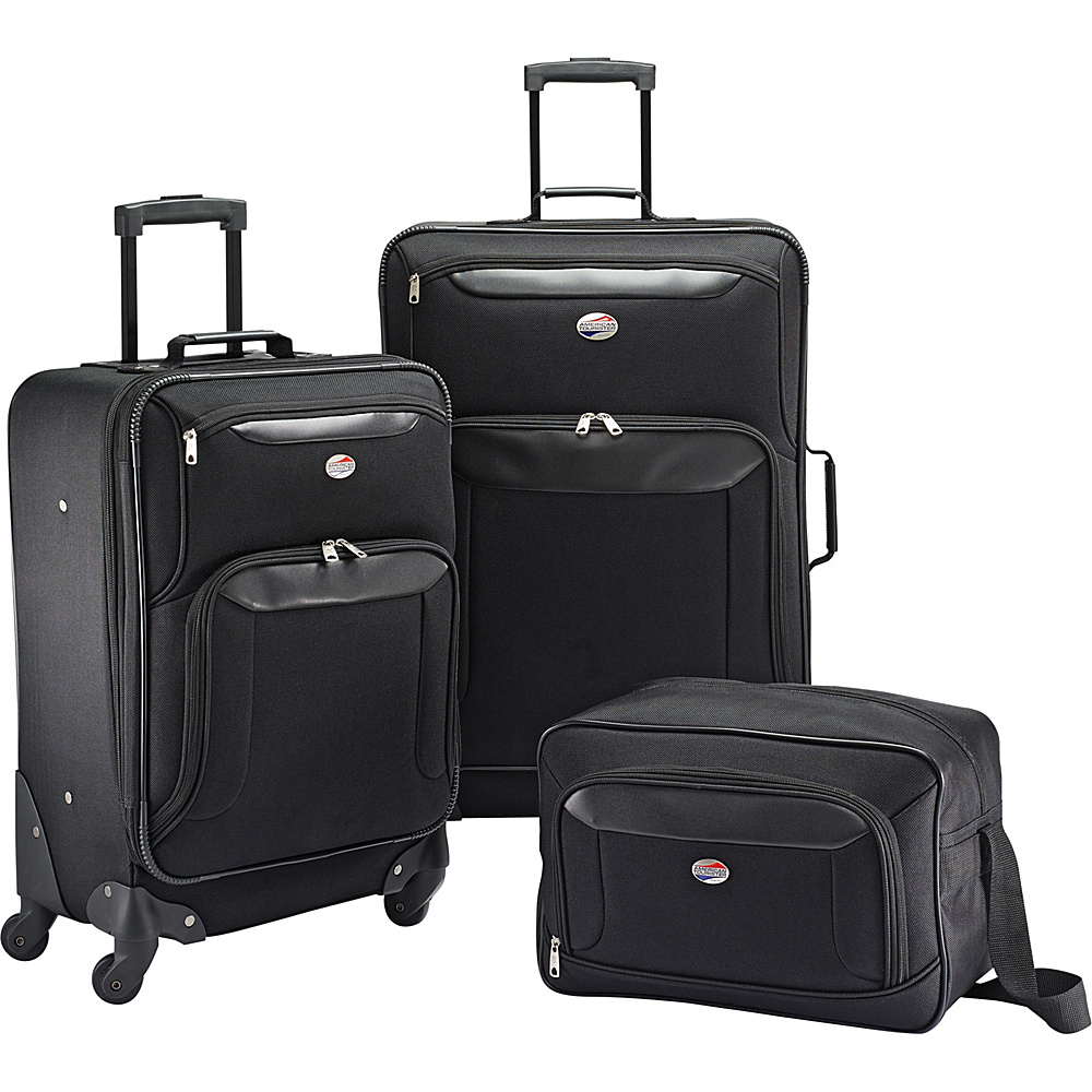 American Tourister Brookfield 3pc Set Black American Tourister Luggage Sets