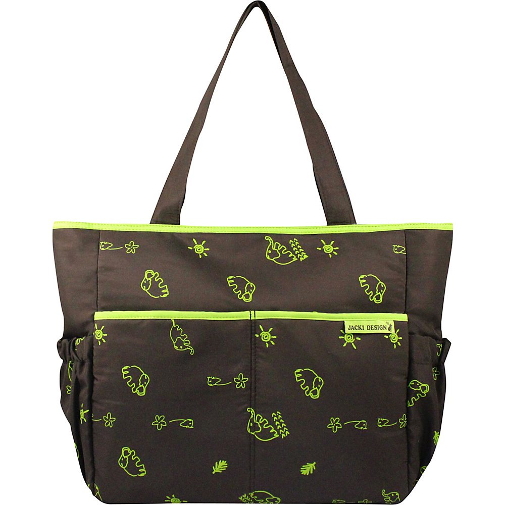 Jacki Design Printed Diaper Bag Brown Green Jacki Design Diaper Bags Accessories