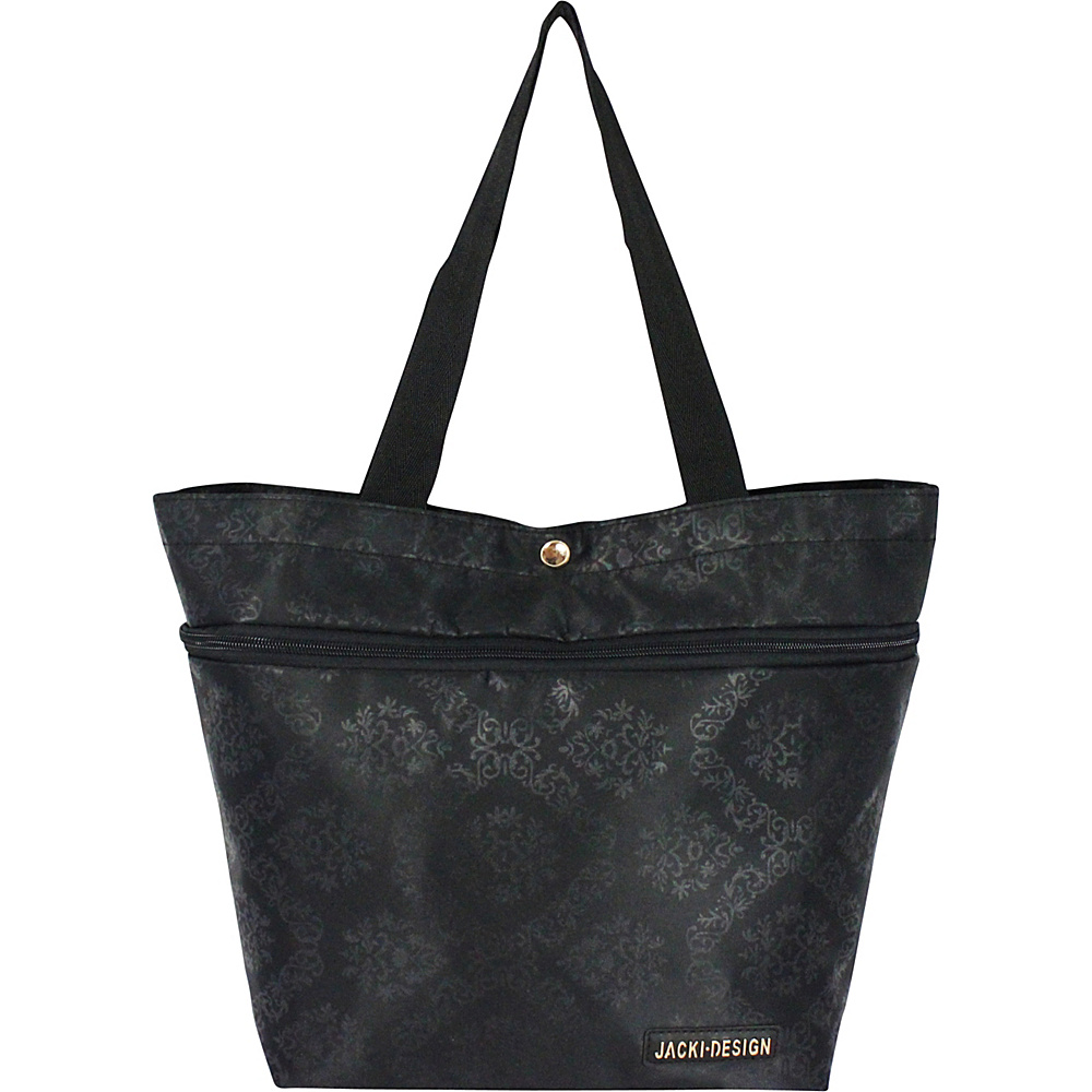 Jacki Design New Essential Expandable Rolling Shopping Grocery Bag Black Jacki Design Luggage Totes and Satchels