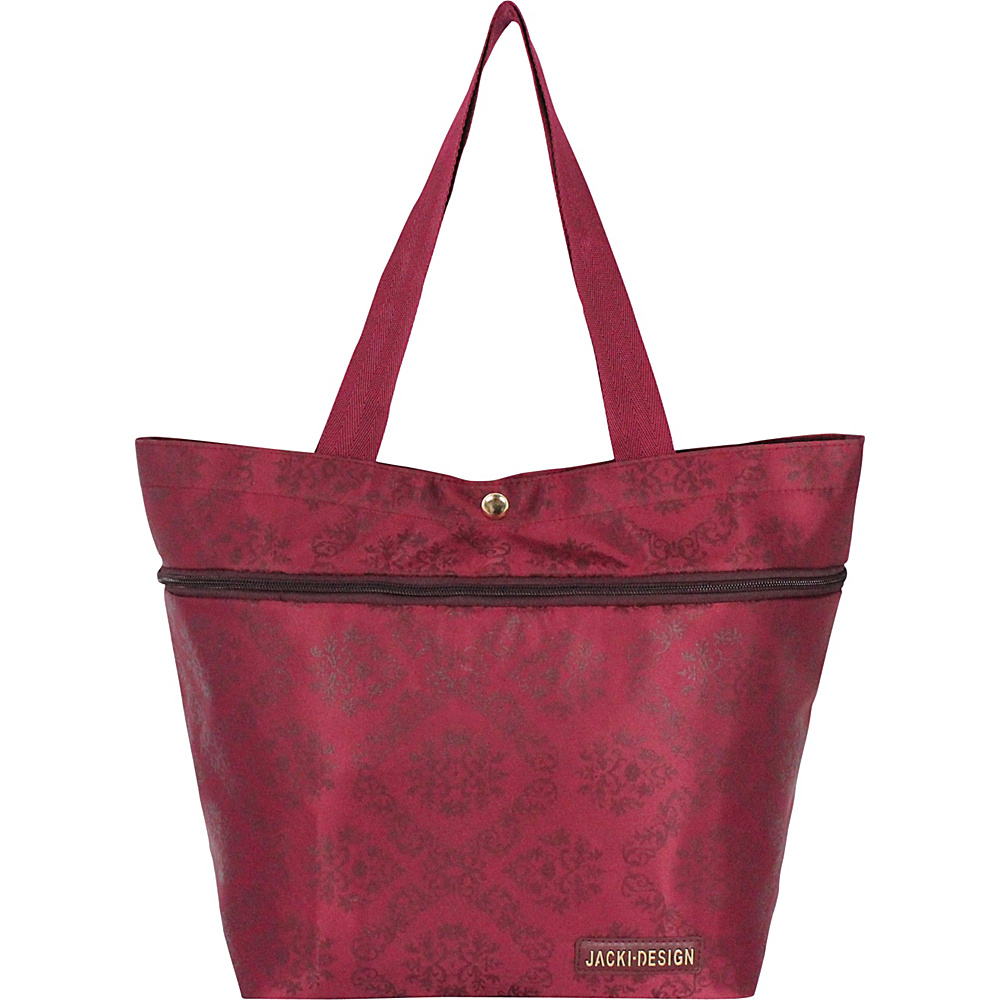 Jacki Design New Essential Expandable Rolling Shopping Grocery Bag Burgundy Jacki Design Luggage Totes and Satchels