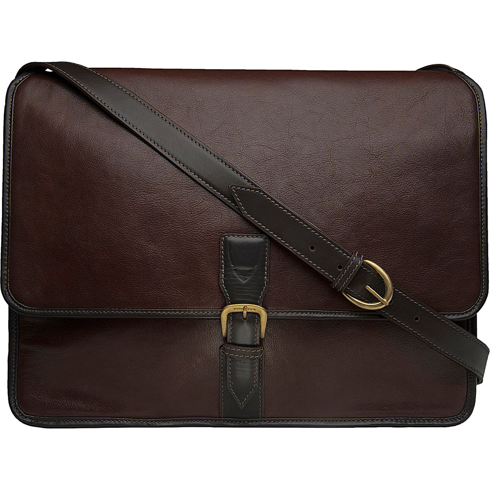 Hidesign Harrison Buffalo Leather Laptop Messenger Brown Hidesign Messenger Bags