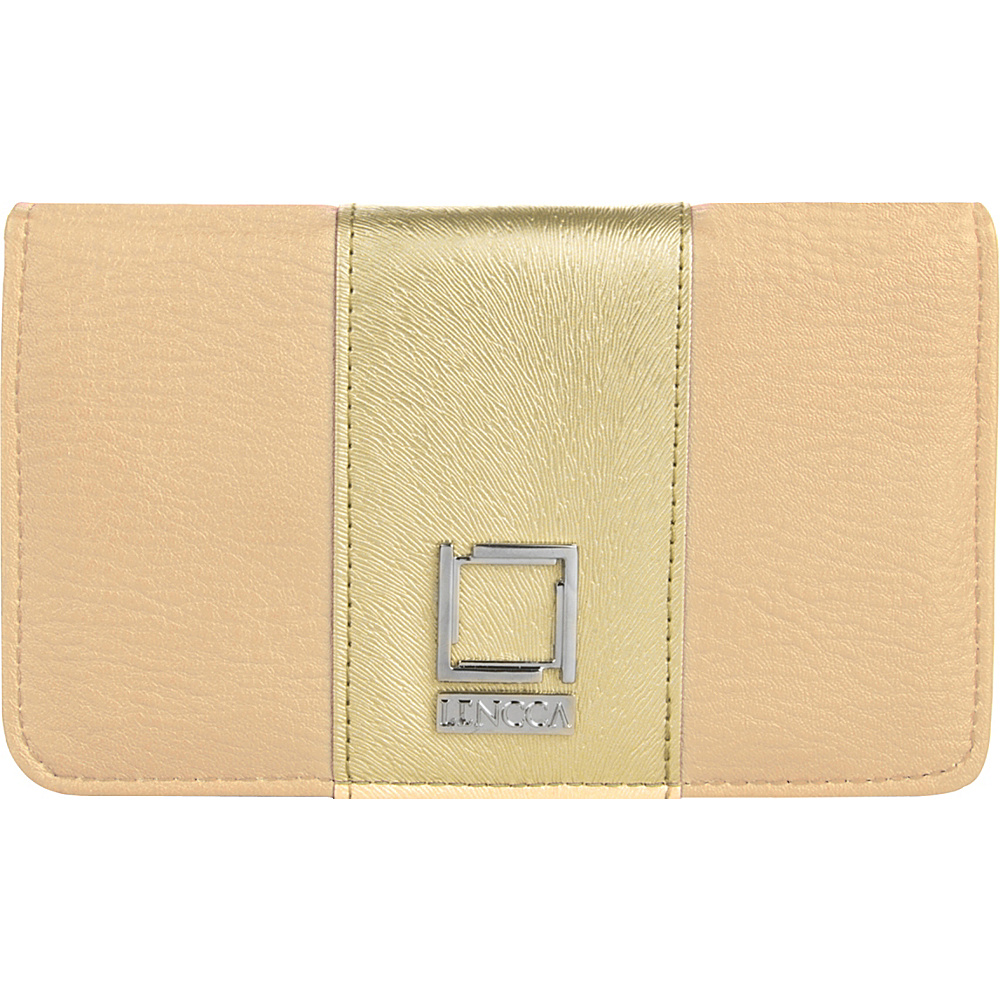 Lencca Kyma Crossbody Shoulder Clutch Beige Gold Lencca Manmade Handbags