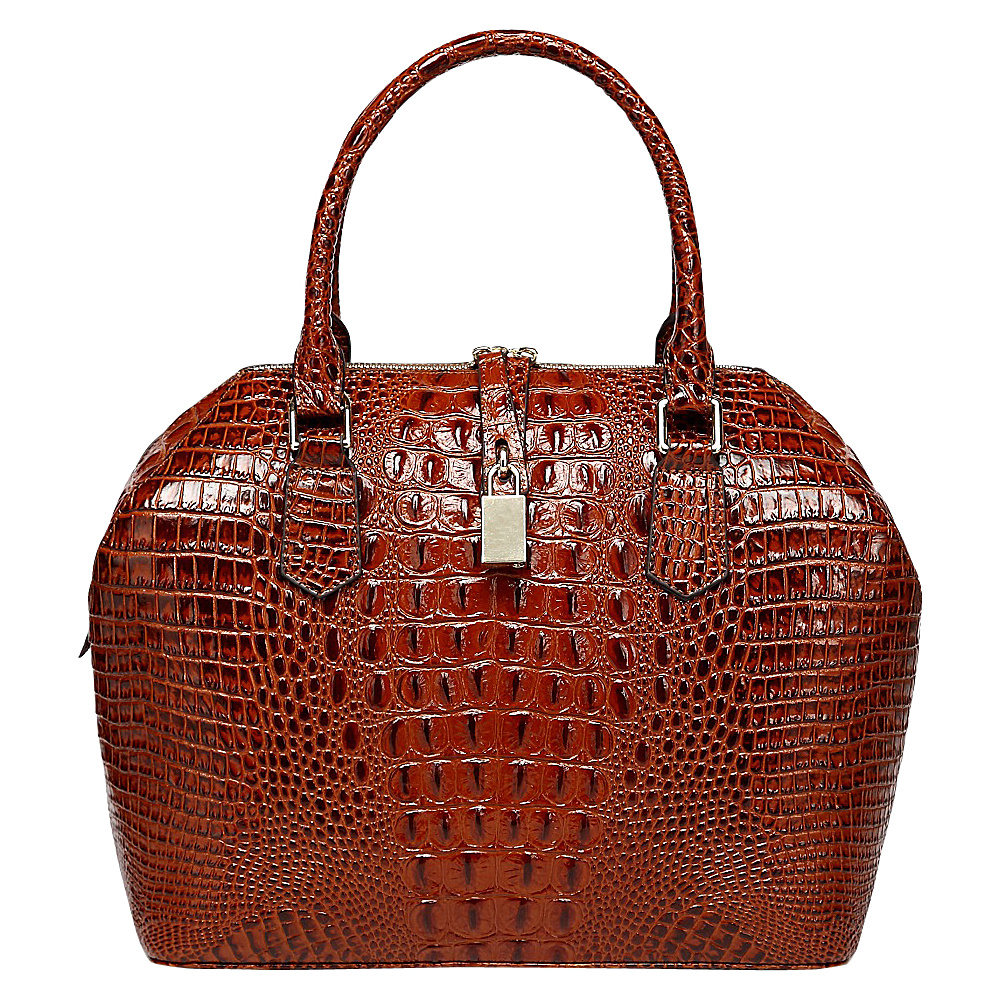 Vicenzo Leather Diane Croc Embossed Top Handle Leather Tote Red Vicenzo Leather Leather Handbags