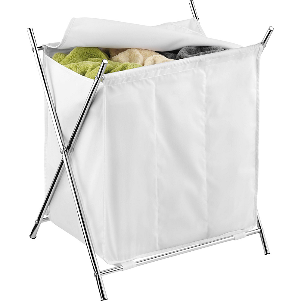 Honey Can Do Chrome 3 Compartment Folding Hamper With Cover white Honey Can Do Travel Health Beauty