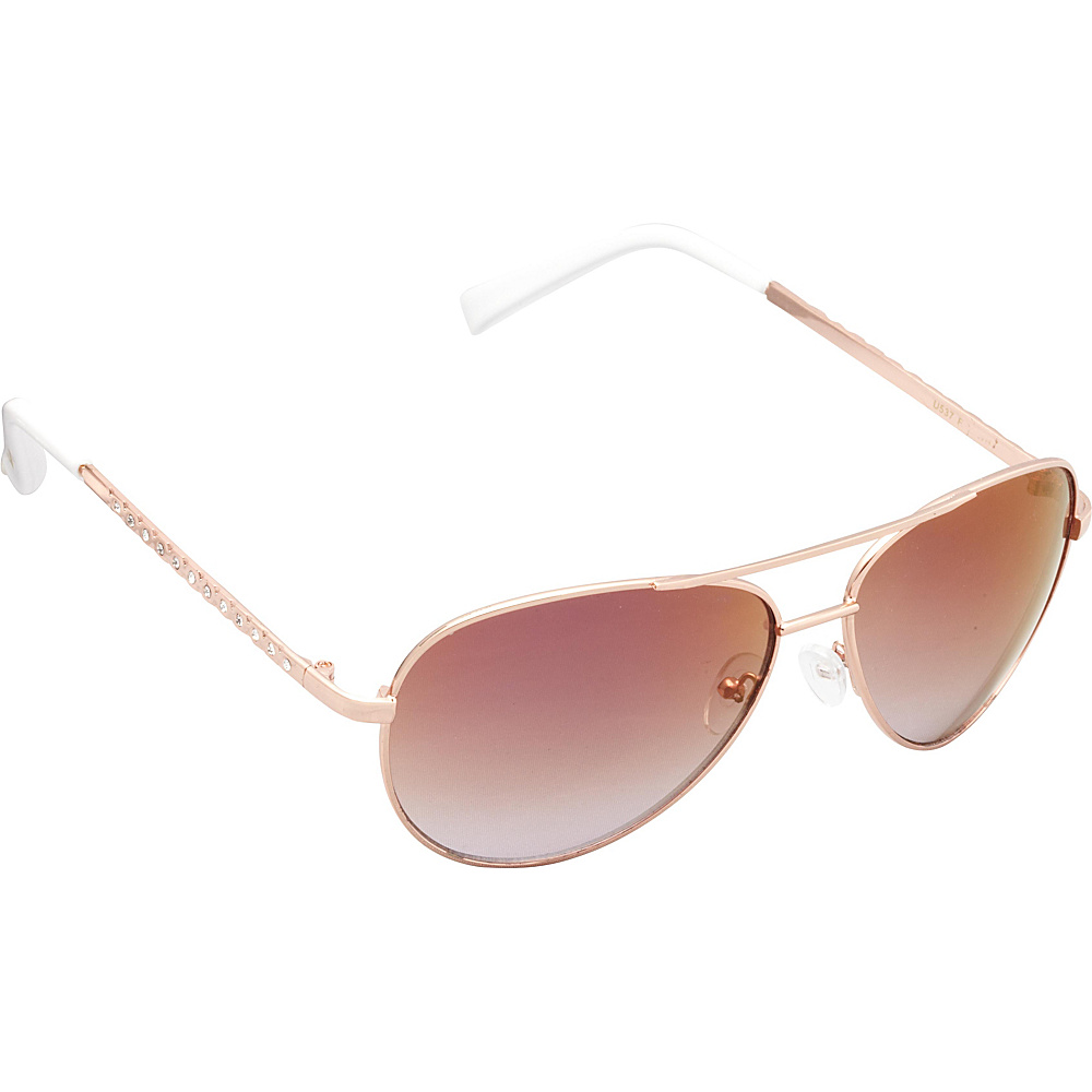 Unionbay Eyewear Metal Rhinestone Aviator Sunglasses Rose Gold White Unionbay Eyewear Sunglasses