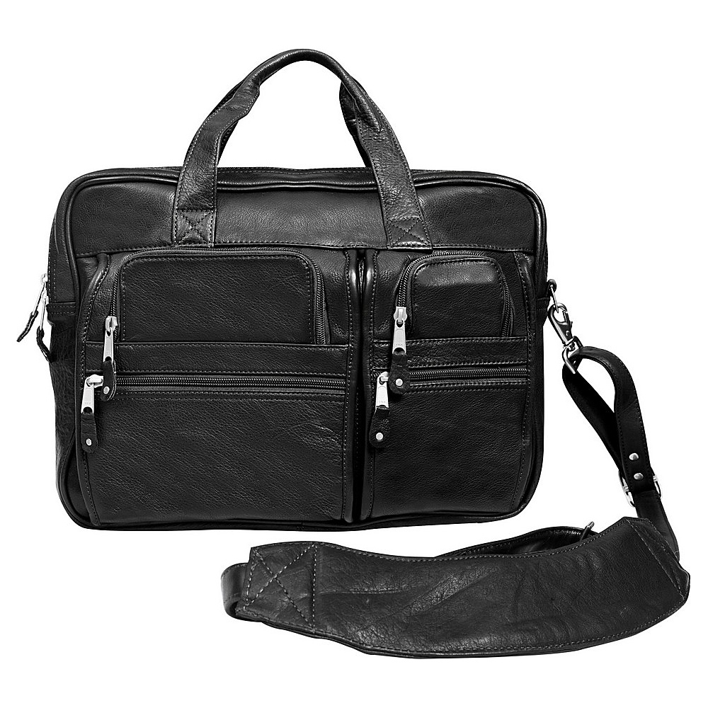 Canyon Outback Water Canyon 16 Inch Leather Computer Briefcase Black Canyon Outback Non Wheeled Business Cases