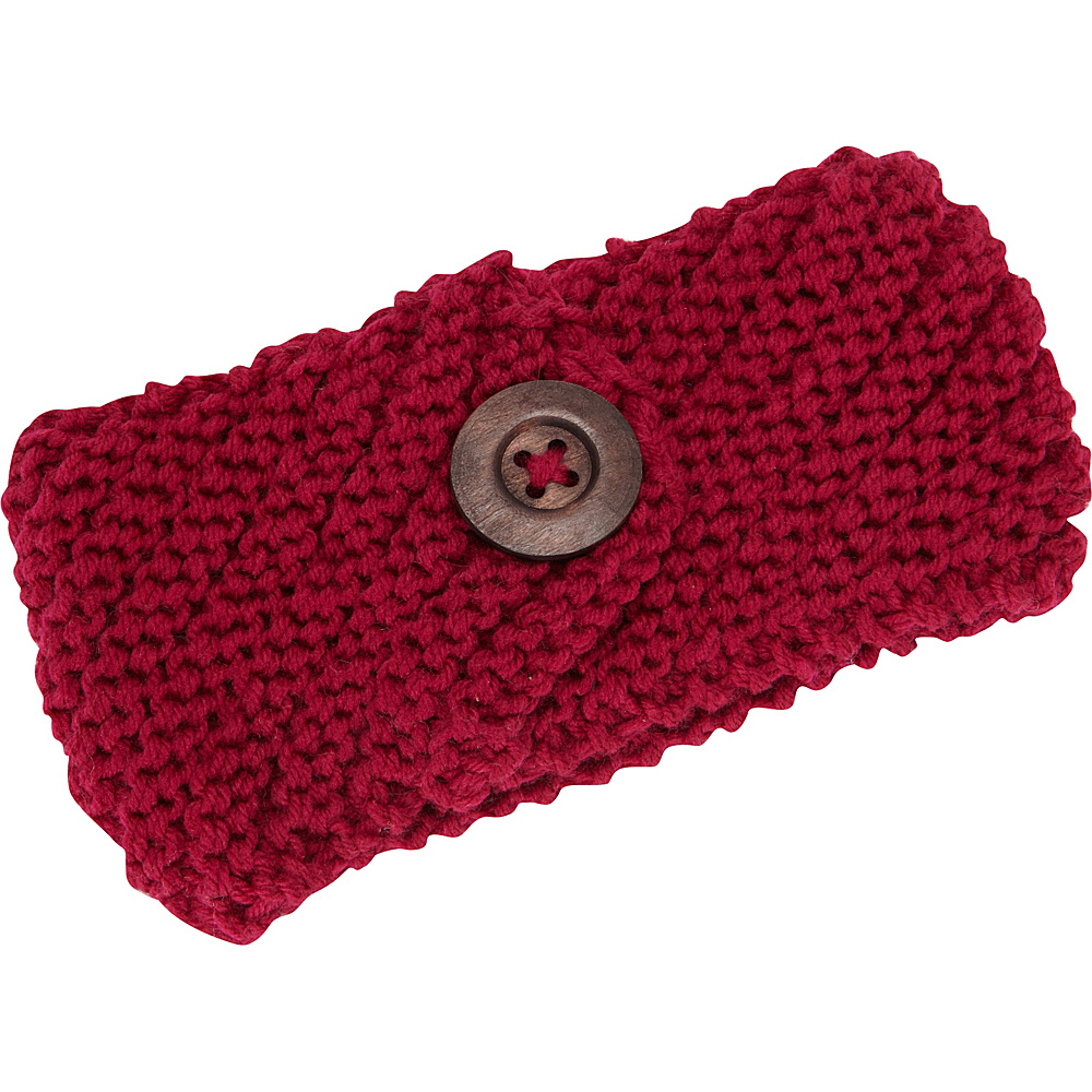 Magid Wood Button Knit Headwrap Fuschia Magid Hats Gloves Scarves