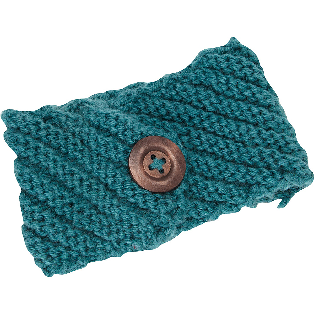 Magid Wood Button Knit Headwrap Teal Magid Hats Gloves Scarves