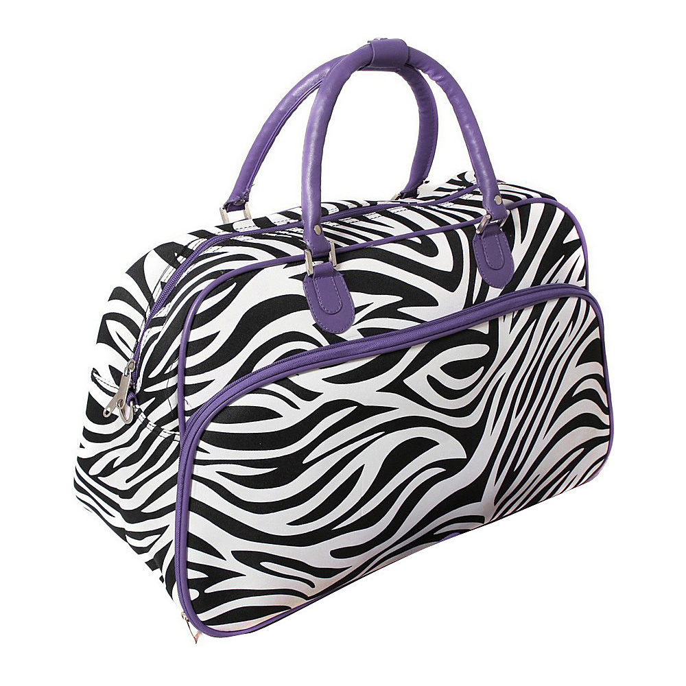 World Traveler Zebra 21 Carry On Duffel Bag Light Purple Trim Zebra World Traveler Rolling Duffels