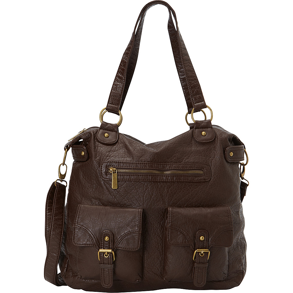 Ampere Creations The Jaime Tote Crossbody Chocolate Brown Ampere Creations Manmade Handbags