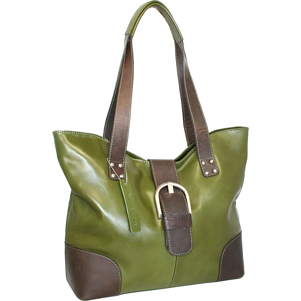 Nino Bossi Buckle Up Tote Khaki Nino Bossi Leather Handbags