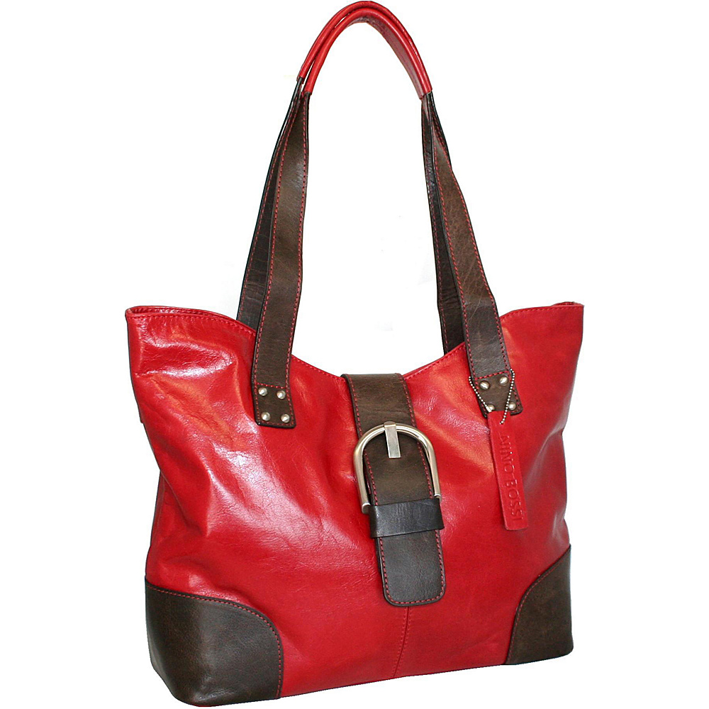 Nino Bossi Buckle Up Tote Red Nino Bossi Leather Handbags