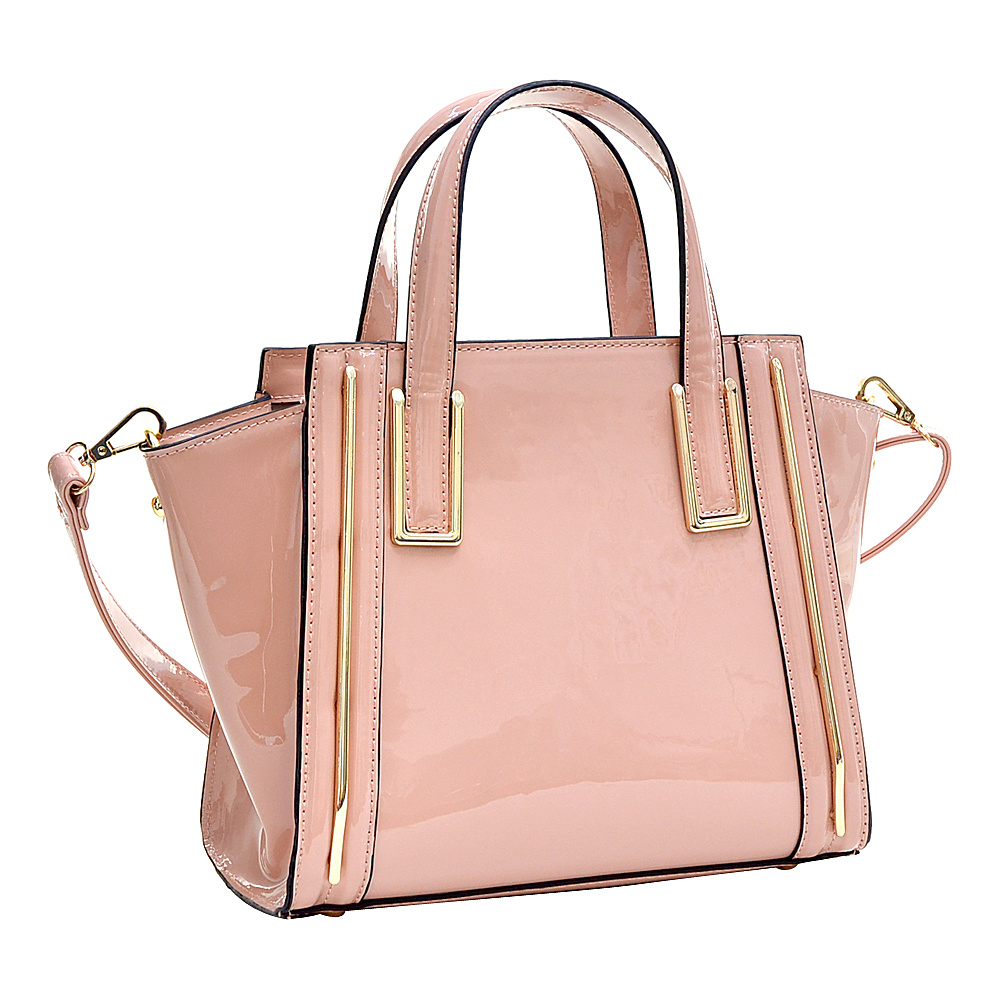 Dasein Patent Leather Winged Tote Satchel Pink Dasein Manmade Handbags
