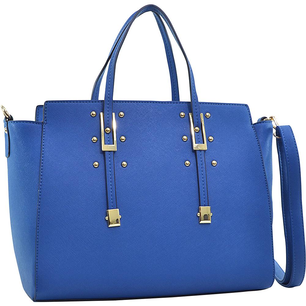 Dasein Elegant Buckle Strap Satchel Blue Dasein Manmade Handbags