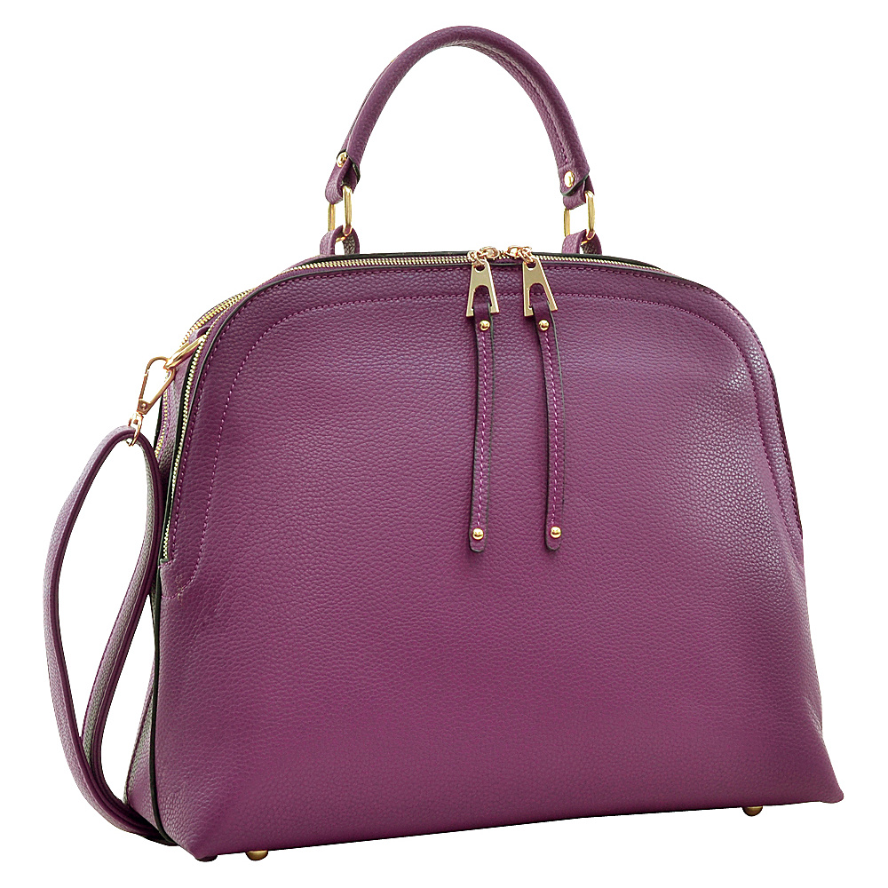 Dasein Buffalo Faux Leather Dome Satchel Purple Dasein Manmade Handbags