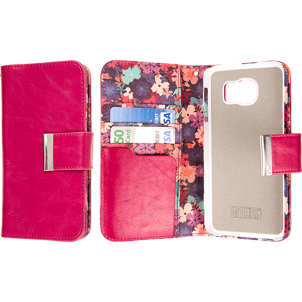 EMPIRE KLIX Klutch Designer Wallet Case for Samsung Galaxy S6 Hot Pink Flower Garden EMPIRE Electronic Cases