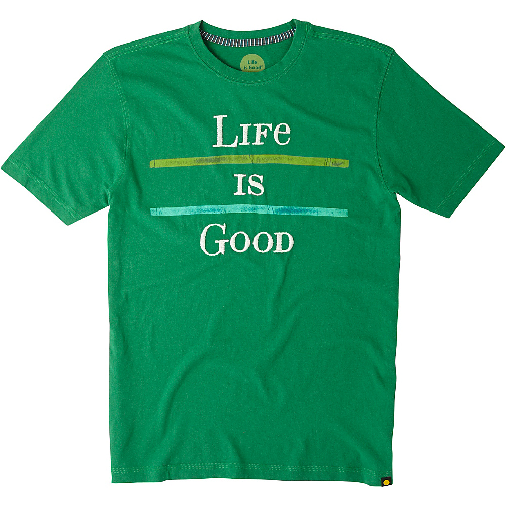 Life is good Men s Creamy Tee M Emerald Green Two Stripe Life is good Men s Apparel