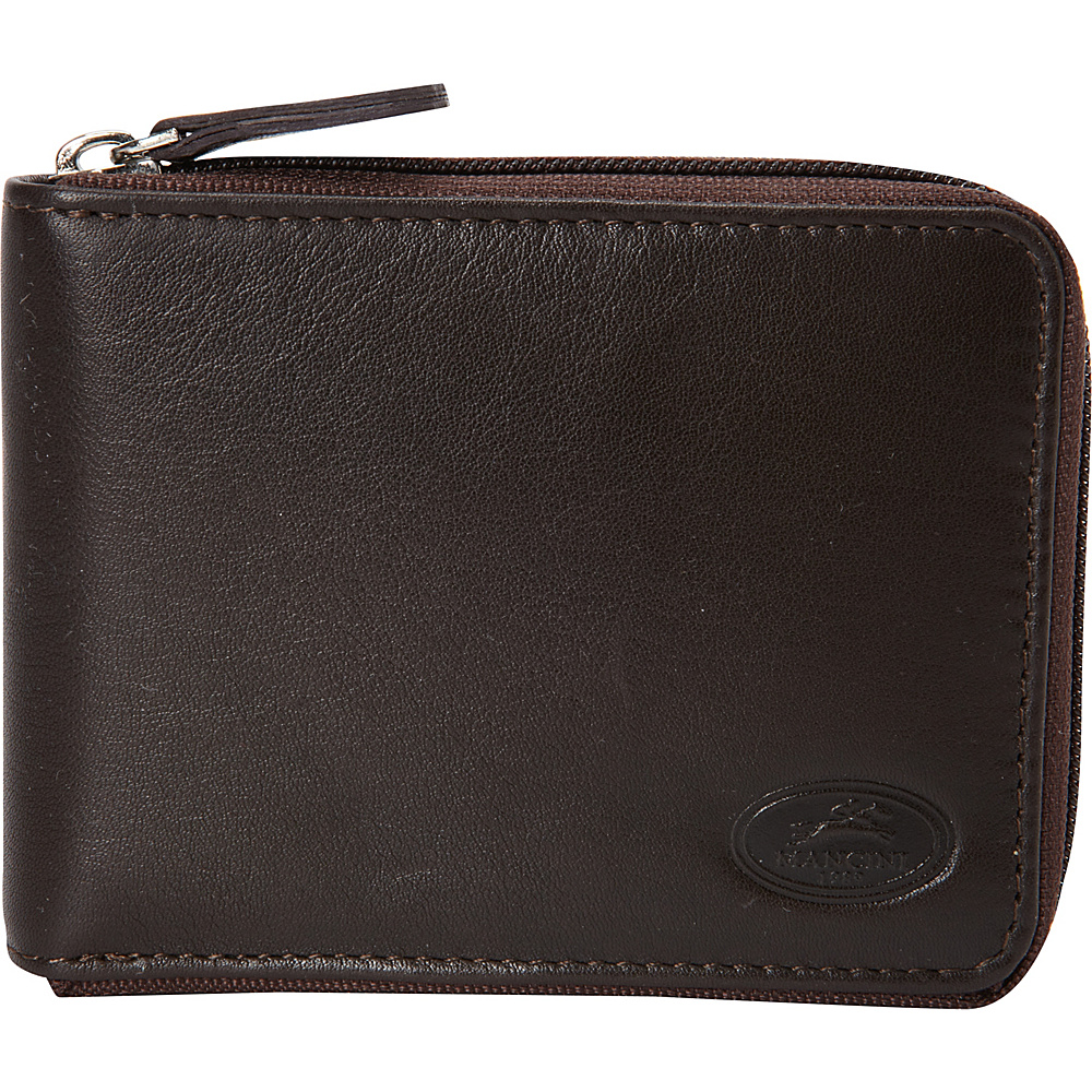 Mancini Leather Goods Mens RFID Secure Zippered Wallet With Removable Passcase Brown Mancini Leather Goods Men s Wallets
