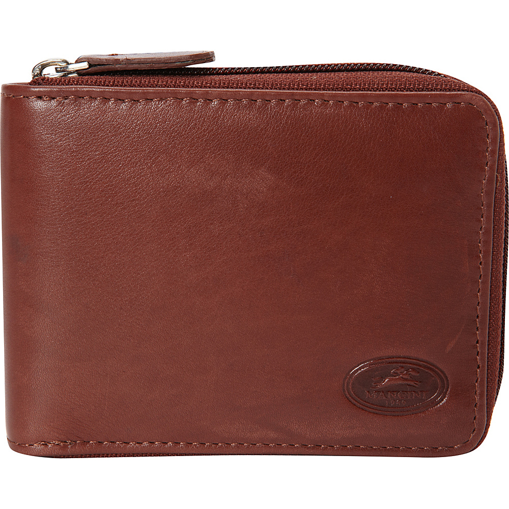 Mancini Leather Goods Mens RFID Secure Zippered Wallet With Removable Passcase Cognac Mancini Leather Goods Men s Wallets