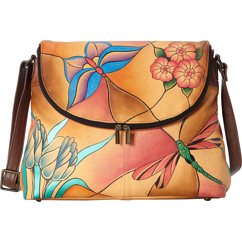 ANNA by Anuschka Hand Painted Large Flap bag Jewelled Wing ANNA by Anuschka Leather Handbags