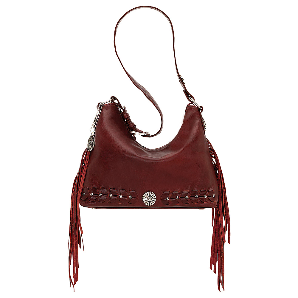 American West River Ranch Slouch Zip Top Shoulder Bag Garnet American West Leather Handbags