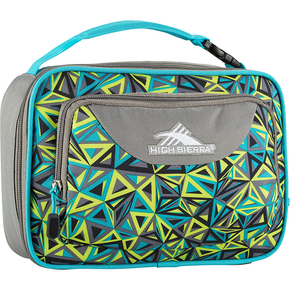 High Sierra Single Compartment Lunch Bag Electric Geo Charcoal Tropic Teal High Sierra Travel Coolers