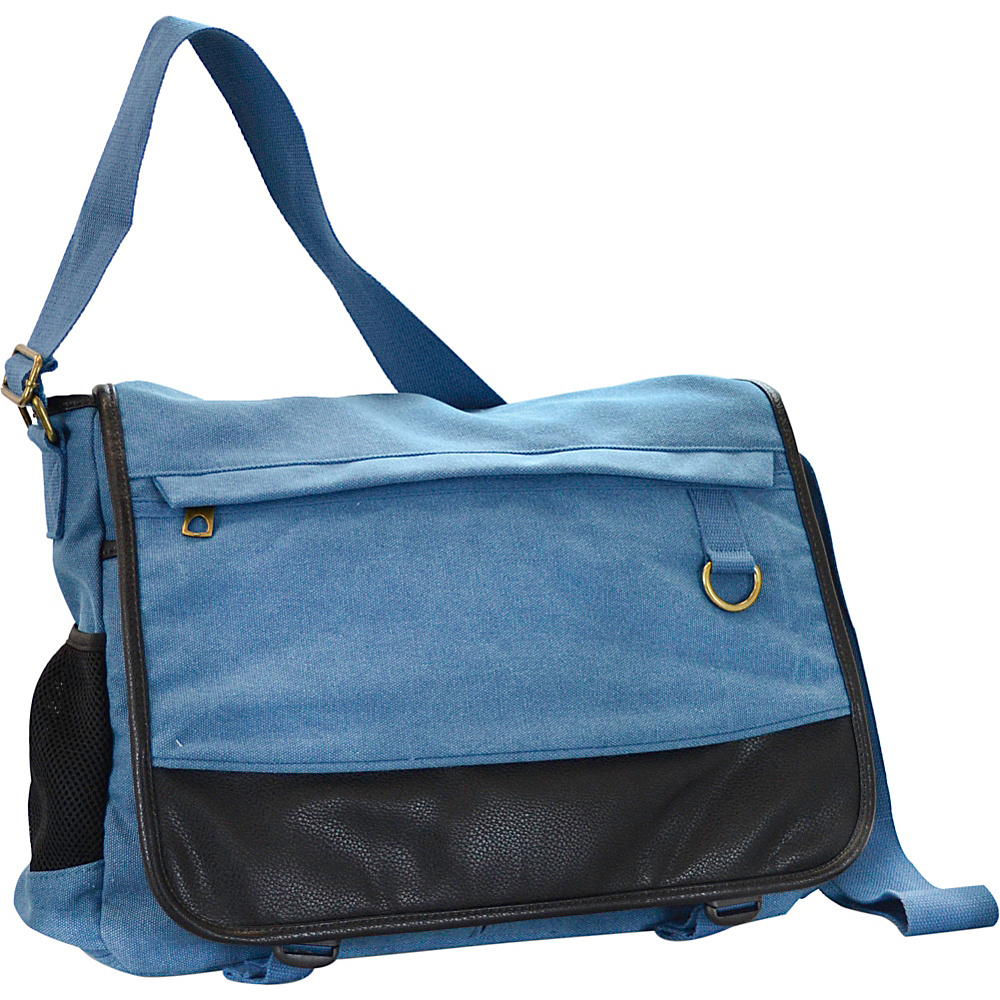 R R Collections Washed Canvas Messenger Bag Blue R R Collections Messenger Bags