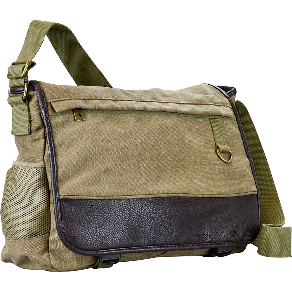 R R Collections Washed Canvas Messenger Bag Green R R Collections Messenger Bags