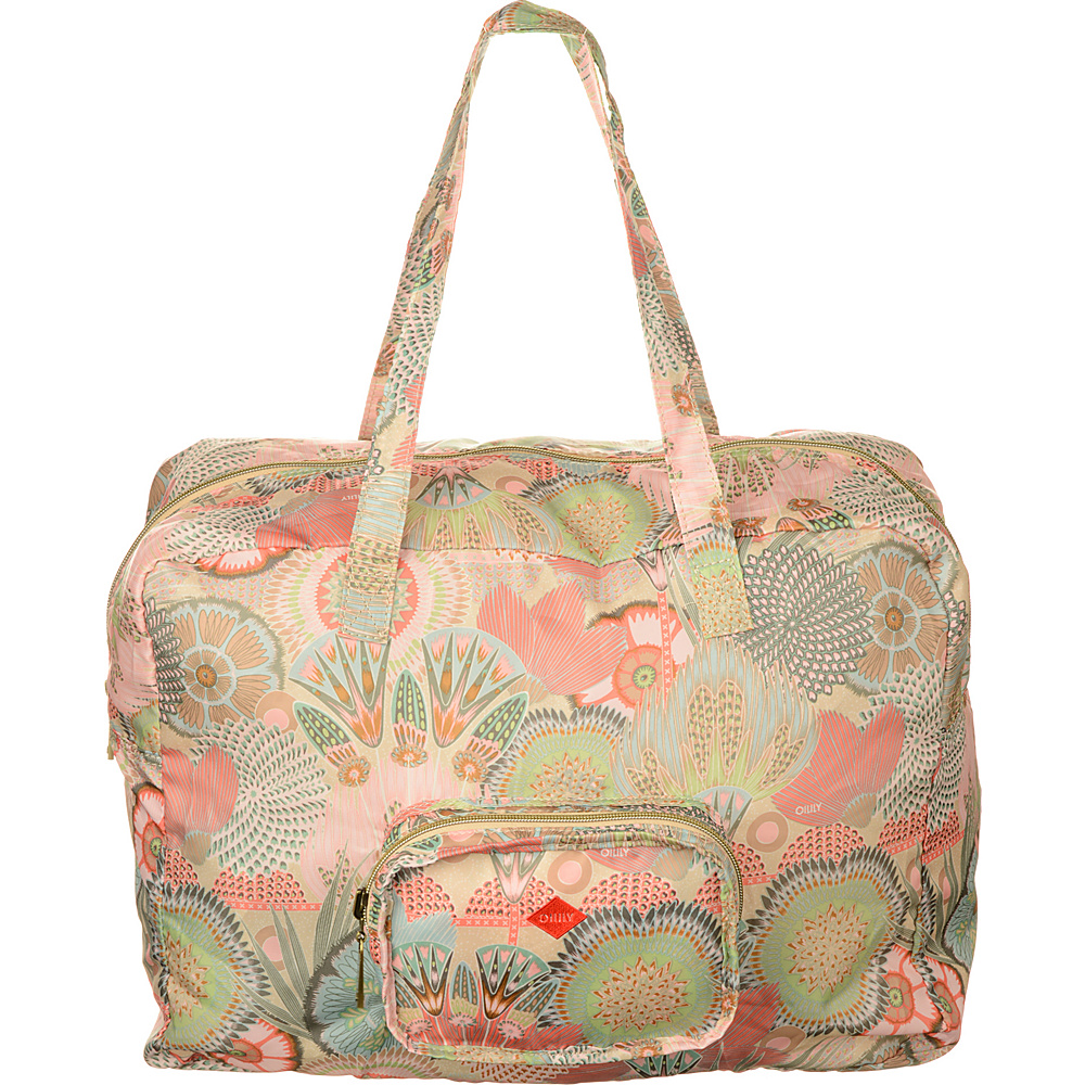 Oilily Folding Carry All Shoulder Bag Peach Rose Oilily Fabric Handbags