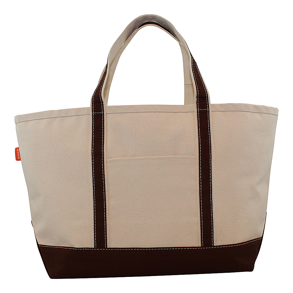 CB Station Boat Tote Large Brown CB Station Fabric Handbags