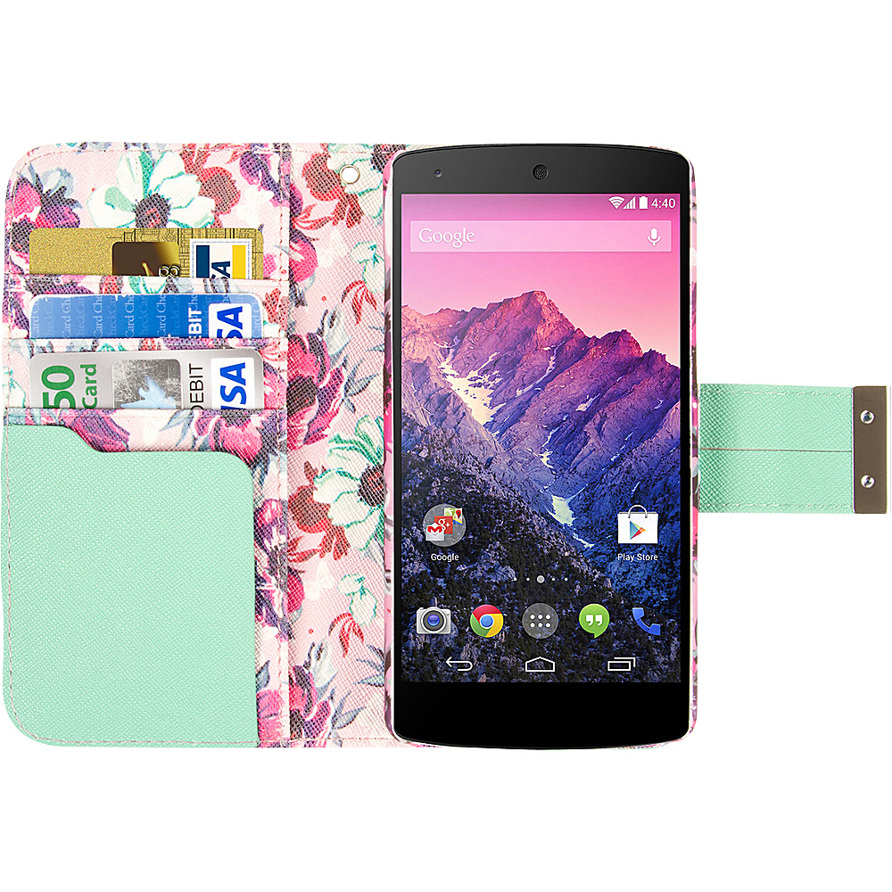 EMPIRE Klix Klutch Designer Wallet Case for Nexus 5 Vintage Pink Flower EMPIRE Electronic Cases