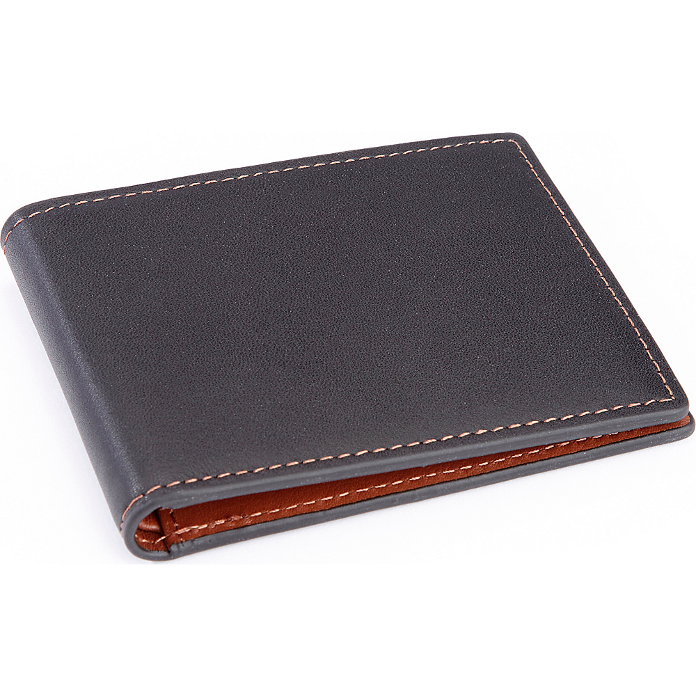 Royce Leather 100 Step Wallet Men s Slim Bifold Wallet with RFID Blocking Technology Black with Tan interior Royce Leather Men s Wallets