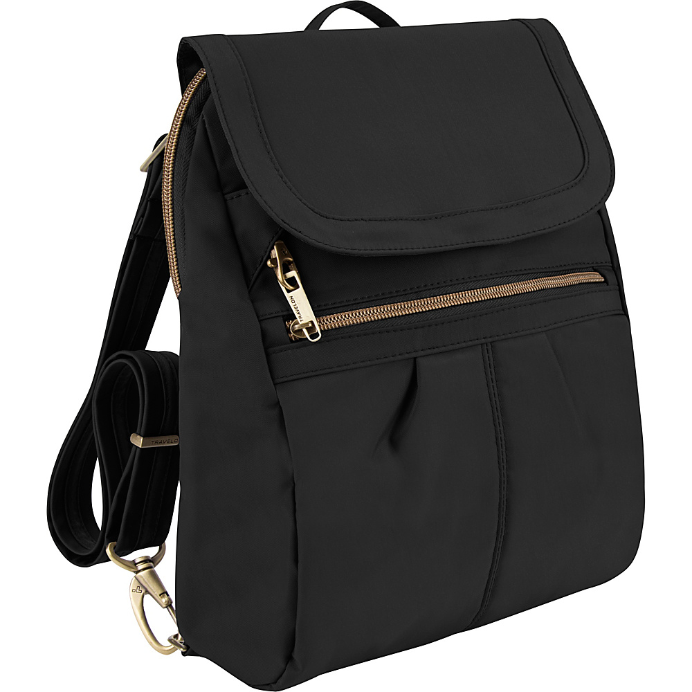 Travelon Anti Theft Signature Slim Backpack Exclusive Colors Black Teal Travelon Fabric Handbags