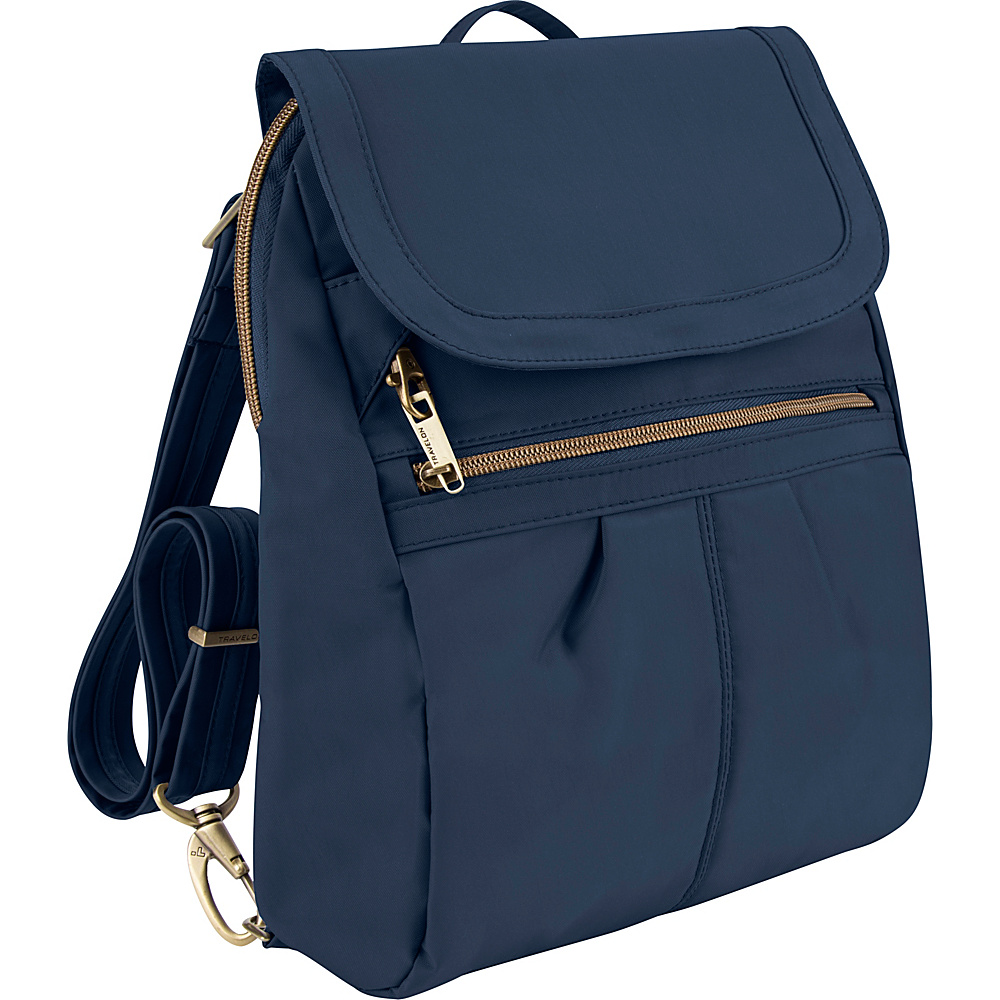 Travelon Anti Theft Signature Slim Backpack Exclusive Colors Navy Exclusive Color Travelon Fabric Handbags