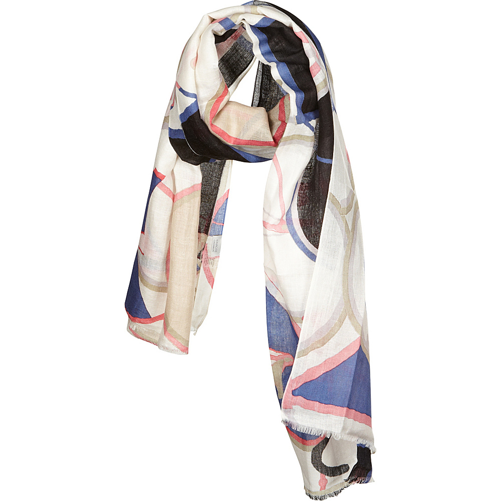 Kinross Cashmere Bicycle Print Scarf Straw Multi Kinross Cashmere Hats Gloves Scarves