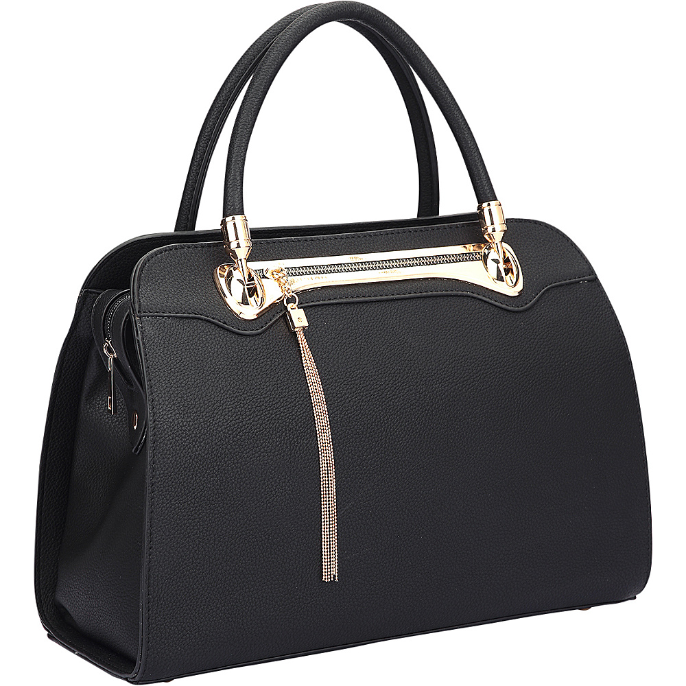 Dasein Fashion Gold Tone Satchel Black Dasein Manmade Handbags