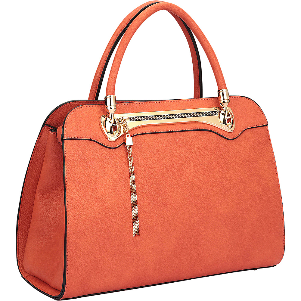 Dasein Fashion Gold Tone Satchel Orange Dasein Manmade Handbags