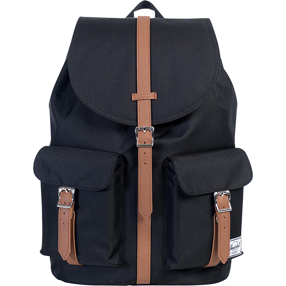Herschel Supply Co. Dawson Large Backpack Black Tan Synthetic Leather Herschel Supply Co. Business Laptop Backpacks