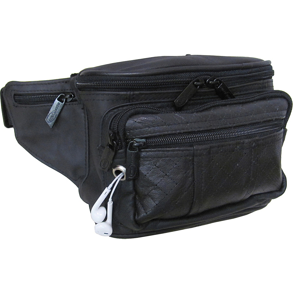 AmeriLeather Easy Traveller Fanny Pack Black Perforated AmeriLeather Travel Wallets
