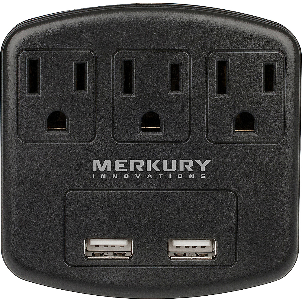 Merkury Innovations 3 AC Outlet and 2 USB Port 3.1 Amp Power Charging Station Black Merkury Innovations Electronics