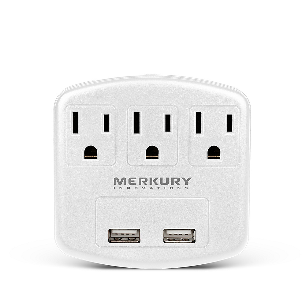 Merkury Innovations 3 AC Outlet and 2 USB Port 3.1 Amp Power Charging Station White Merkury Innovations Electronics