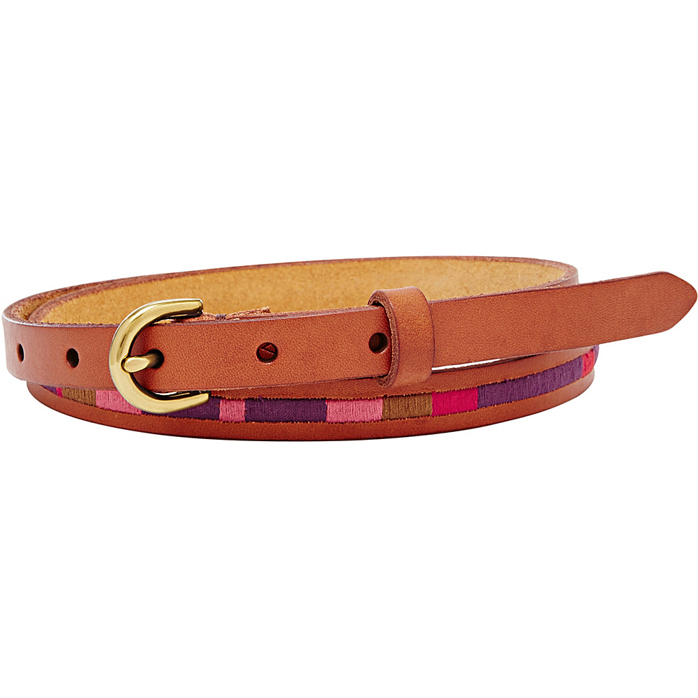 Fossil Stitched Festival Belt Brown Small Fossil Belts