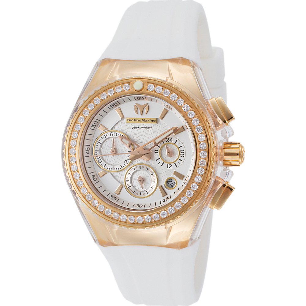 TechnoMarine Watches Womens Cruise Diamonds Chronograph Silicone Band Watch White TechnoMarine Watches Watches