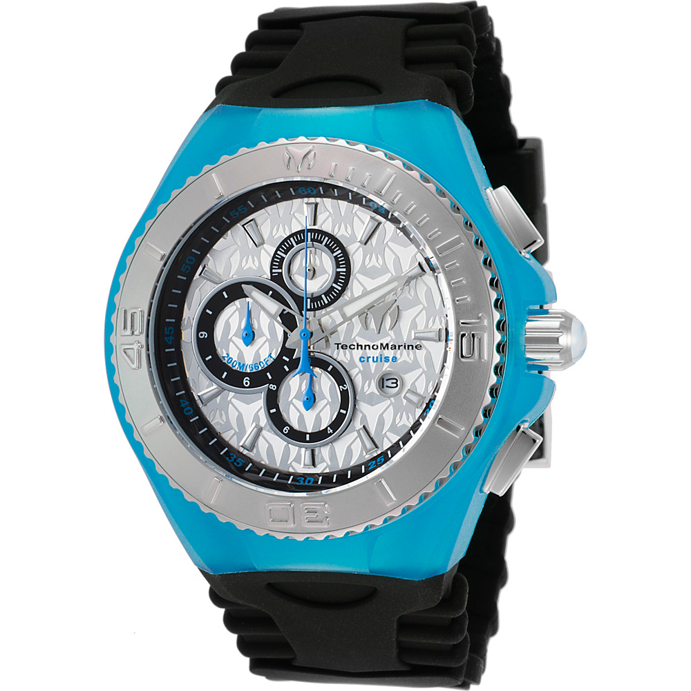 TechnoMarine Watches Mens Cruise Jellyfish Chronograph Silicone Band Watch Black Blue TechnoMarine Watches Watches
