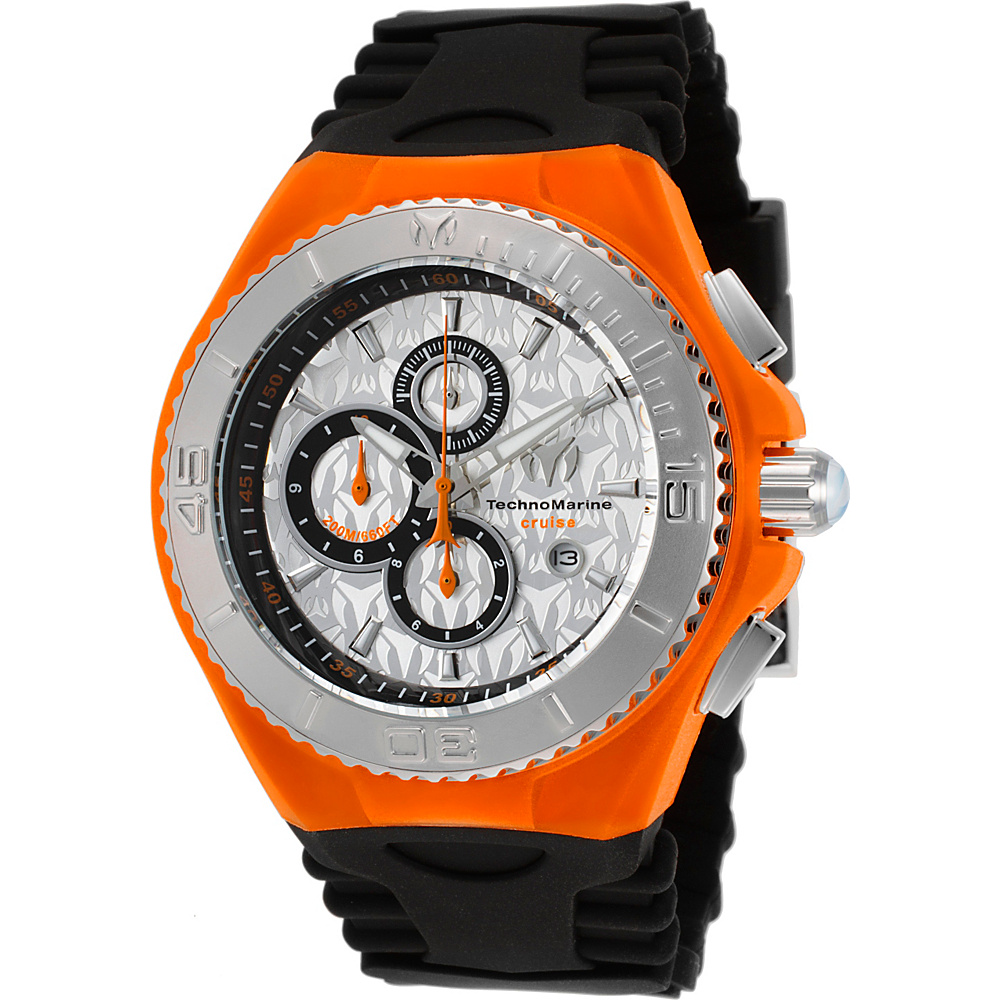 TechnoMarine Watches Mens Cruise Jellyfish Chronograph Silicone Band Watch Black Orange TechnoMarine Watches Watches