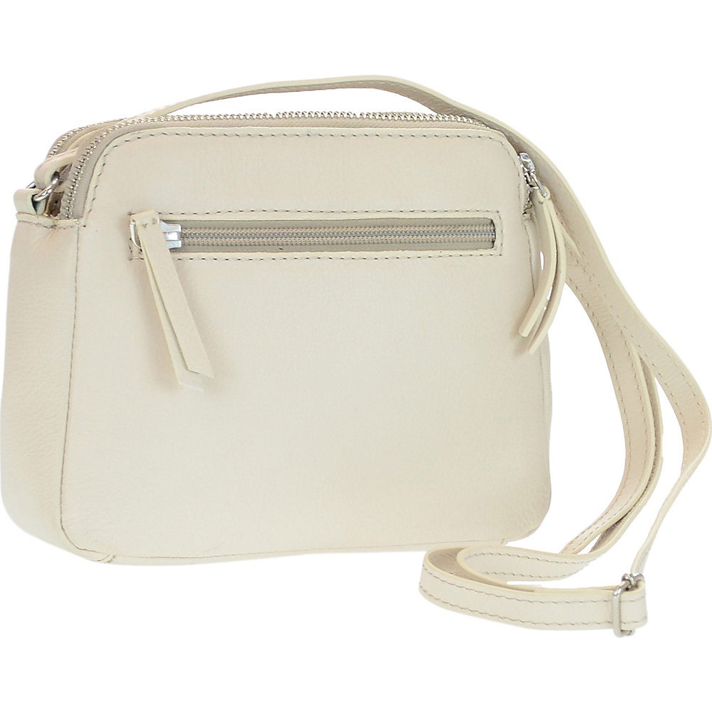 R R Collections Genuine Leather Double Zipper Crossbody Ivory R R Collections Leather Handbags