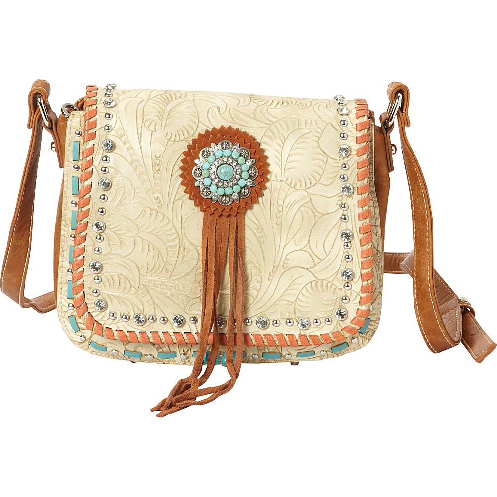 Montana West Concho Crossbody Bag Beige Montana West Manmade Handbags