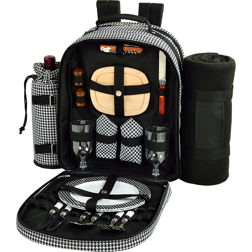 Picnic at Ascot Deluxe Equipped 2 Person Picnic Backpack with Cooler Insulated Wine Holder Blanket Houndstooth Picnic at Ascot Outdoor Coolers